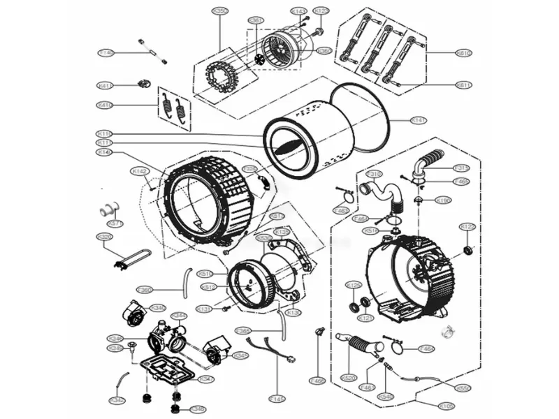 Chi tiết các linh kiện để sửa máy giặt LG