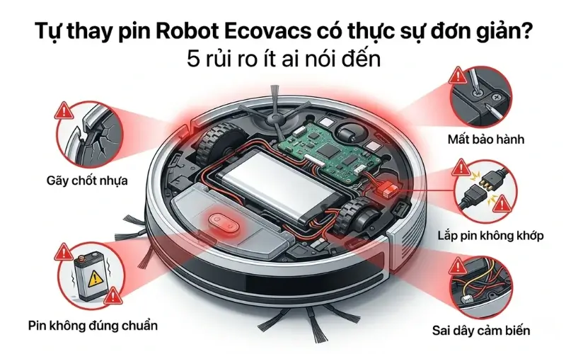Có nên tự thay pin Robot hút bụi Ecovacs?